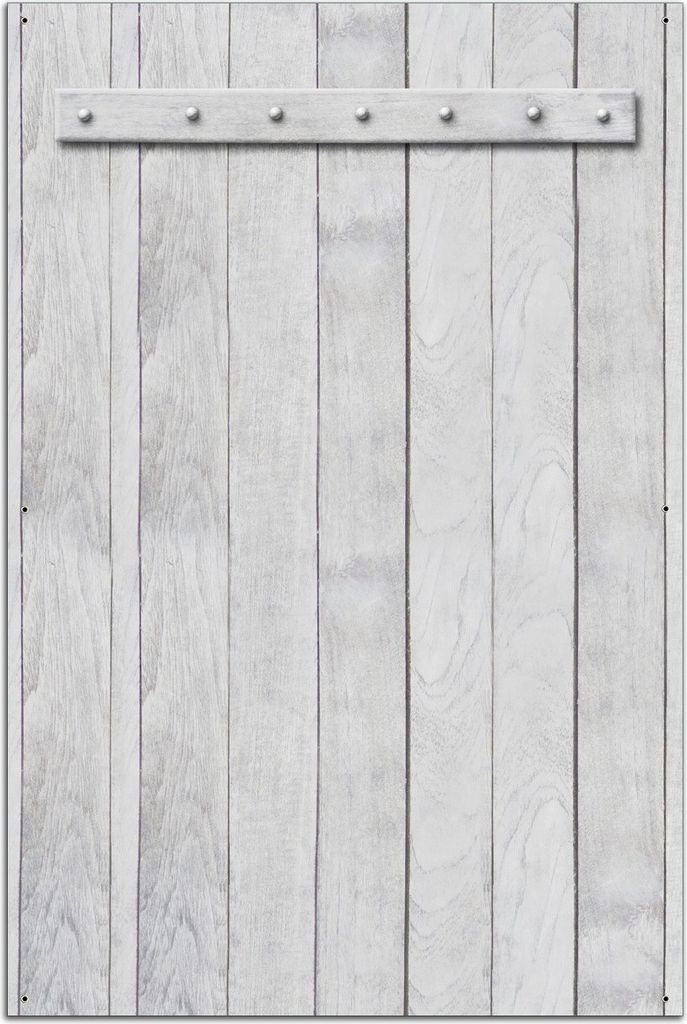 Wallario Outdoor-Poster für Garten oder Balkon, Motiv Graue Holztür, in ca. 61 x 91,50 cm