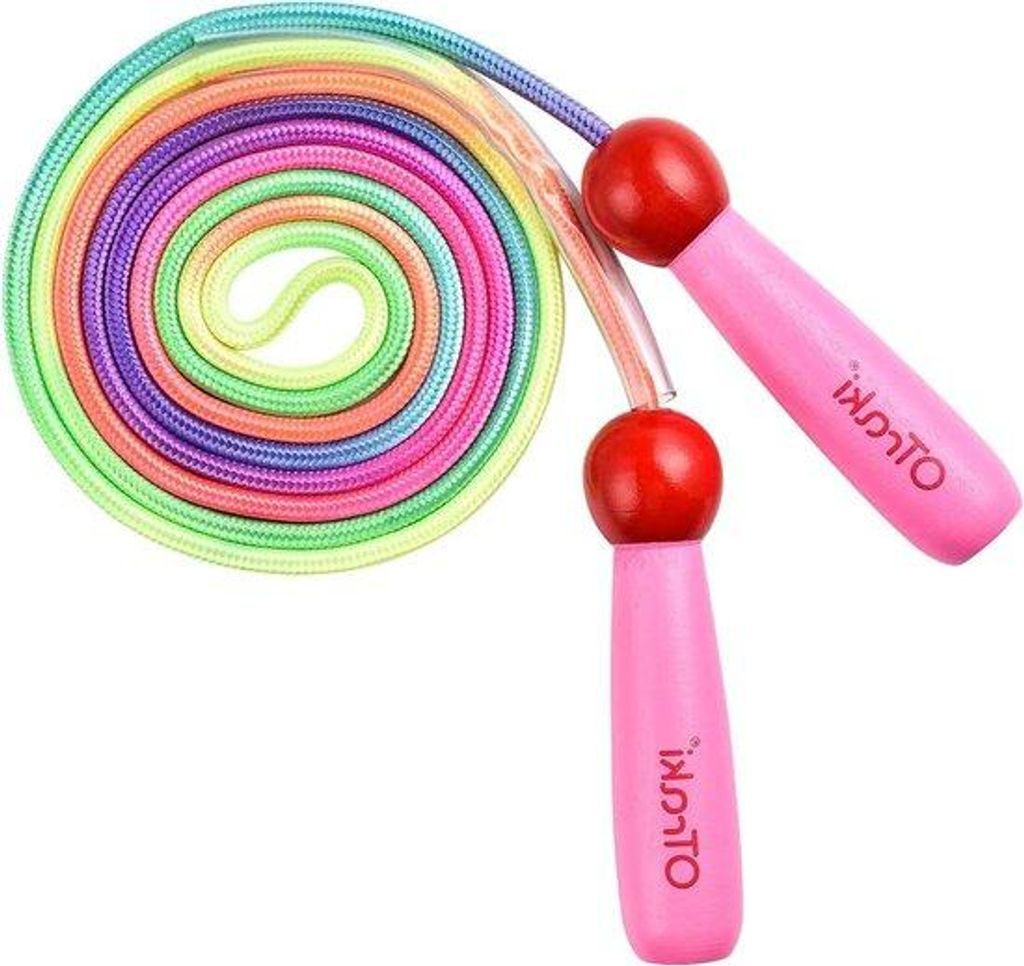 Hochspringtuch - Hochspringen für Kinder - Verstellbar - Holzgriff - Mädchen - Jungen - Übung - Rosa - 25 m