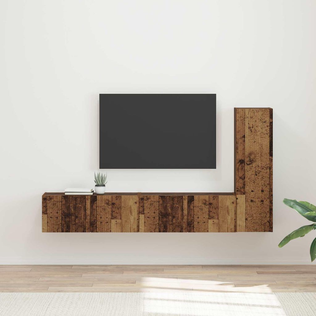 Maison Exclusive - TV-Schrankset Wandmontiert 3 pcs Altholz Holzwerkstoff