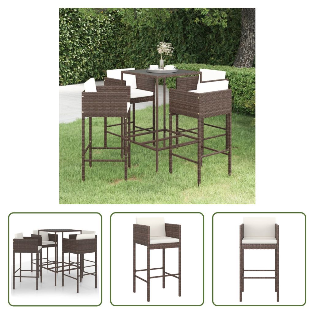 The Living Store 5-tlg. Gartenbar-Set mit Kissen Poly Produktbild 