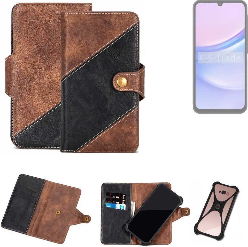 K-S-Trade Handyhülle Schutzhülle Bookstyle Case kompatibel mit Samsung Galaxy A15 5G Klapphülle Cover Hülle Schutztasche 1x