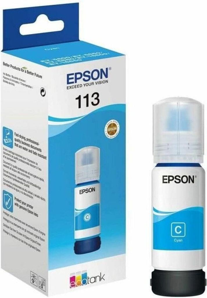 Epson 113 EcoTank Pigment Cyan ink bottle, Original, Cyan, Produktbild 