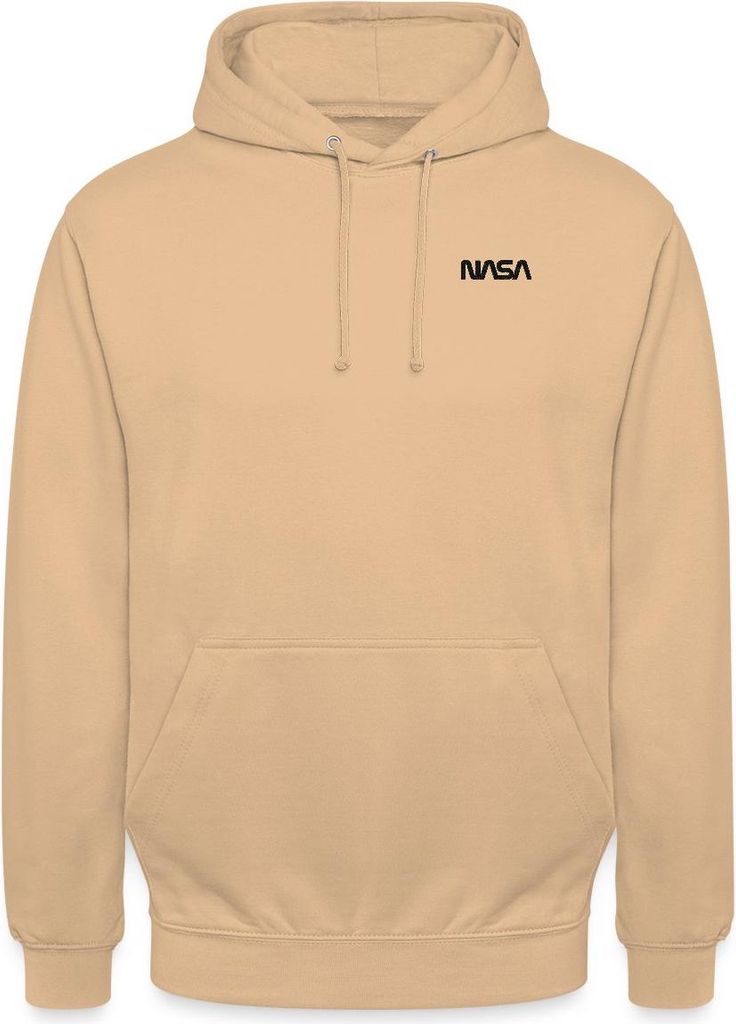 Spreadshirt NASA Logo Klein Schwarz Stick Uni Hoodie, S, Pfirsich