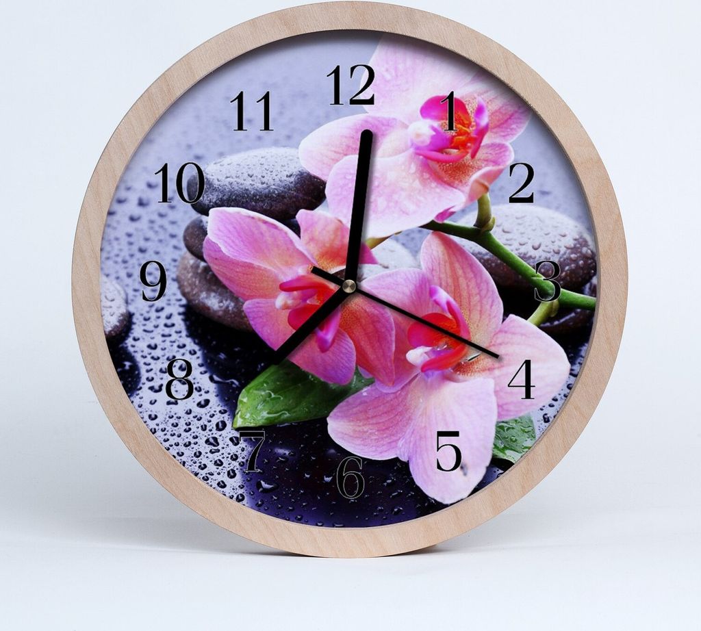 Holzuhr 20fi cm wanduhr - Orchidee Blumen