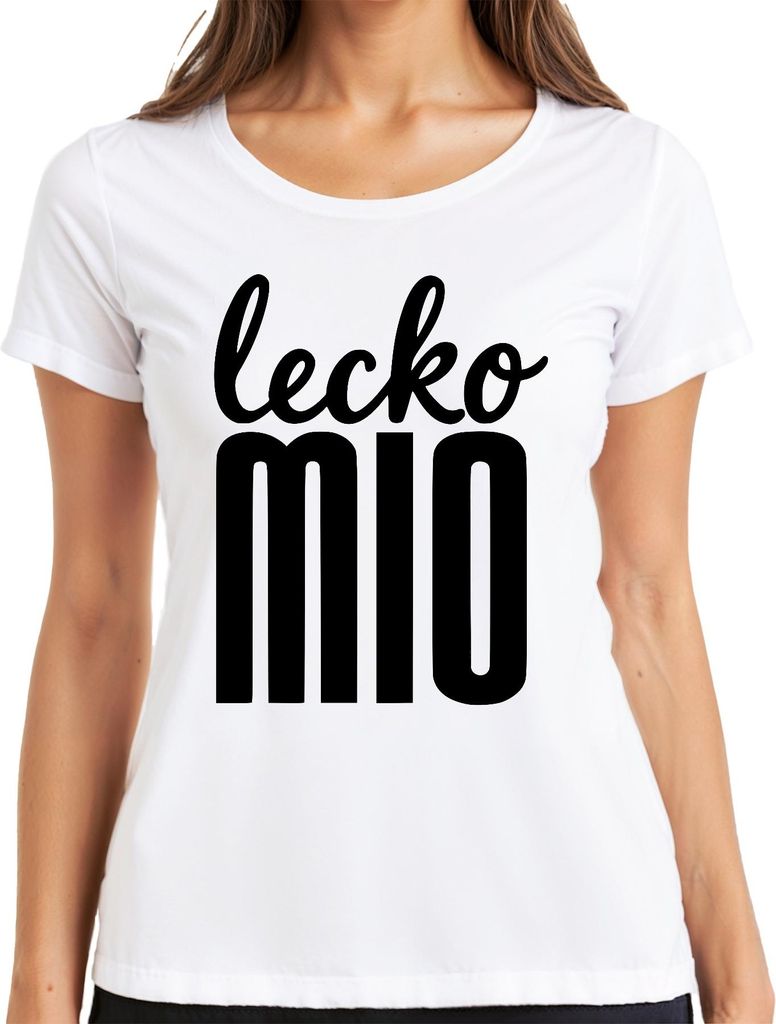 lecko mio lustiger Spruch bayerisch Dialekt Geschenk Retro Humor Damen T-Shirt, Weiß, M