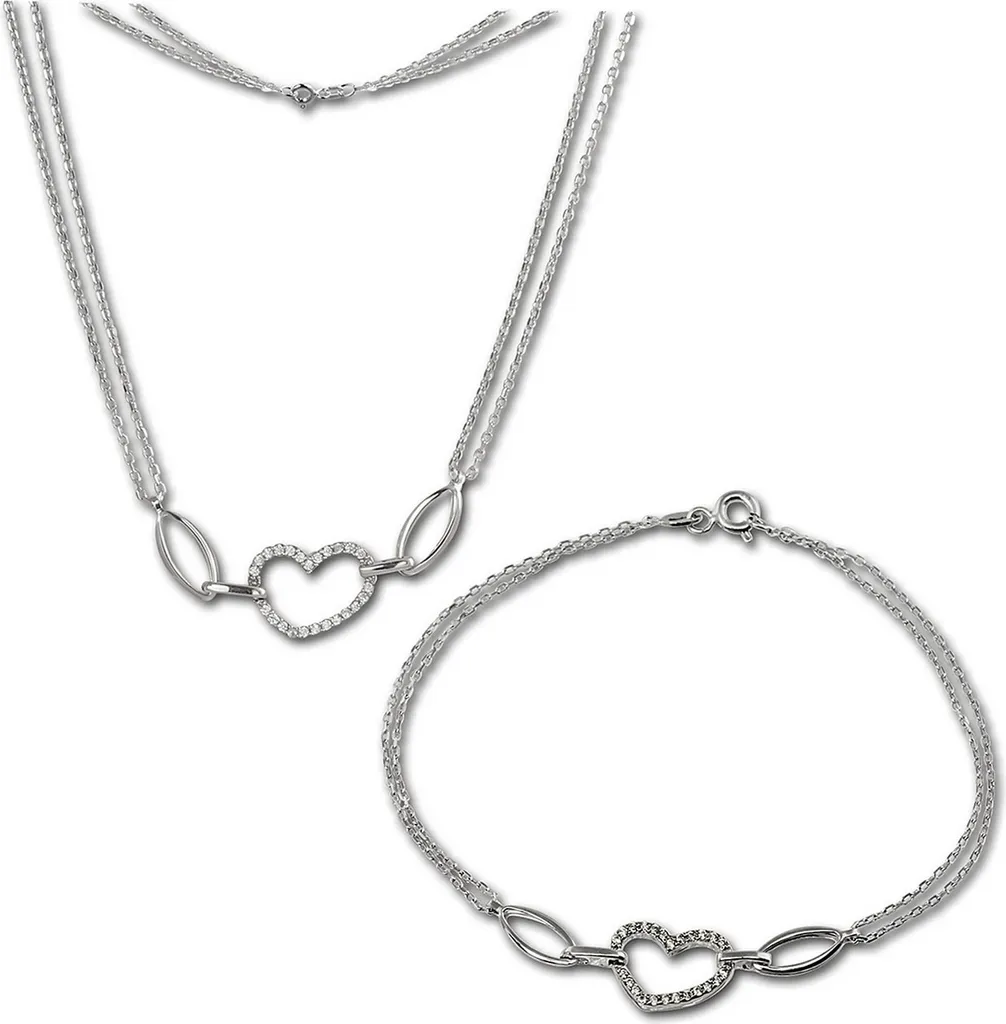 SilverDream Chaîne Bracelet Femme Coeur Argent scintillant SDS423W 925