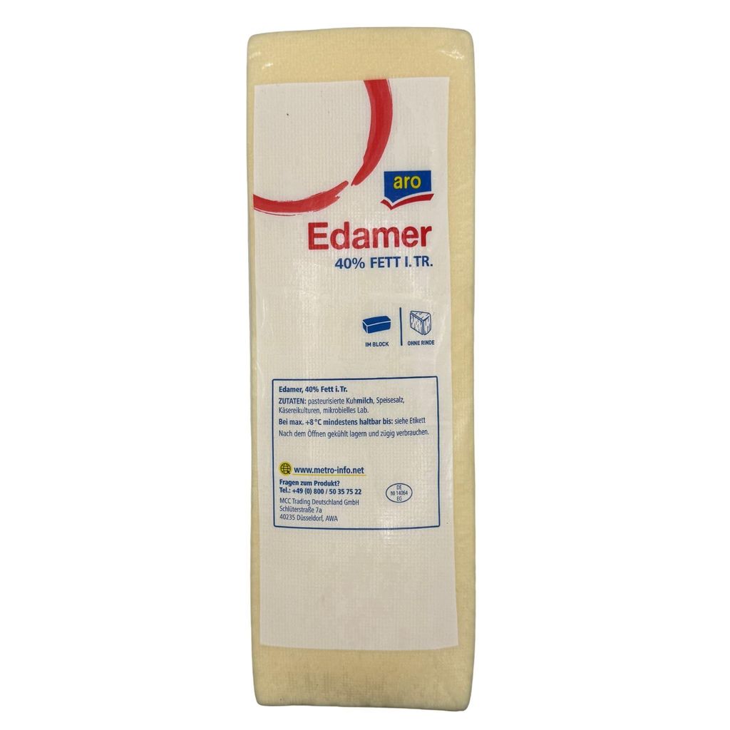 ARO Edamer Käseblock 3 kg – 40 % Fett i.Tr. | Ideal für Pasta, Pizza, Brot