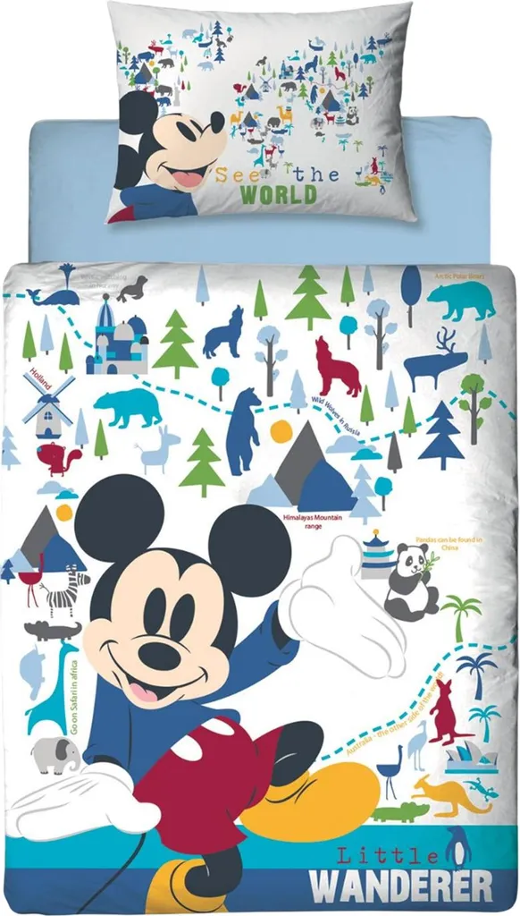 Mickey Mouse Parure de lit réversible TC110 pour bébé - Multicolore