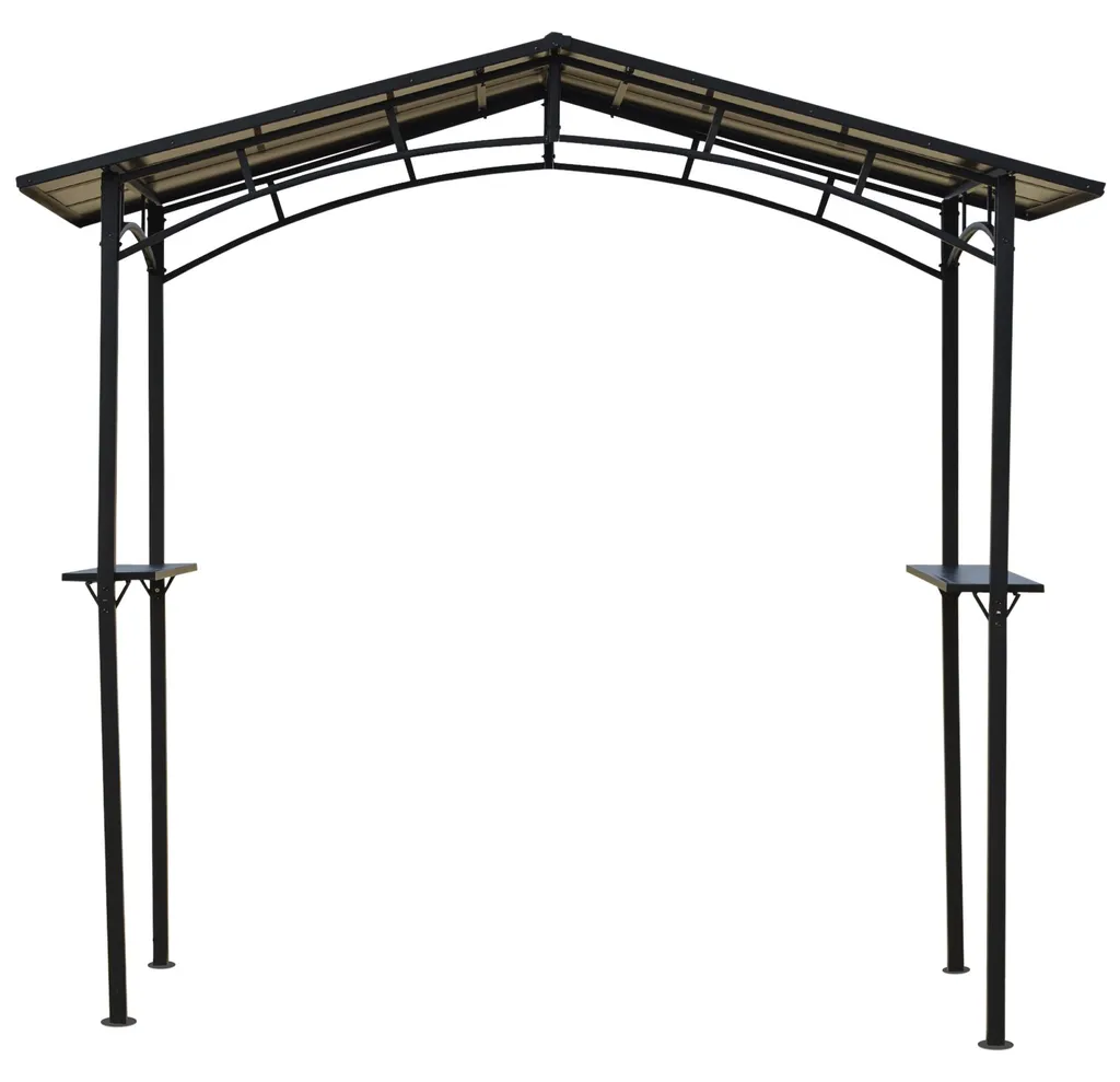 Abri de Barbecue en Métal avec Toit en Polycarbonate et 2 Étagères