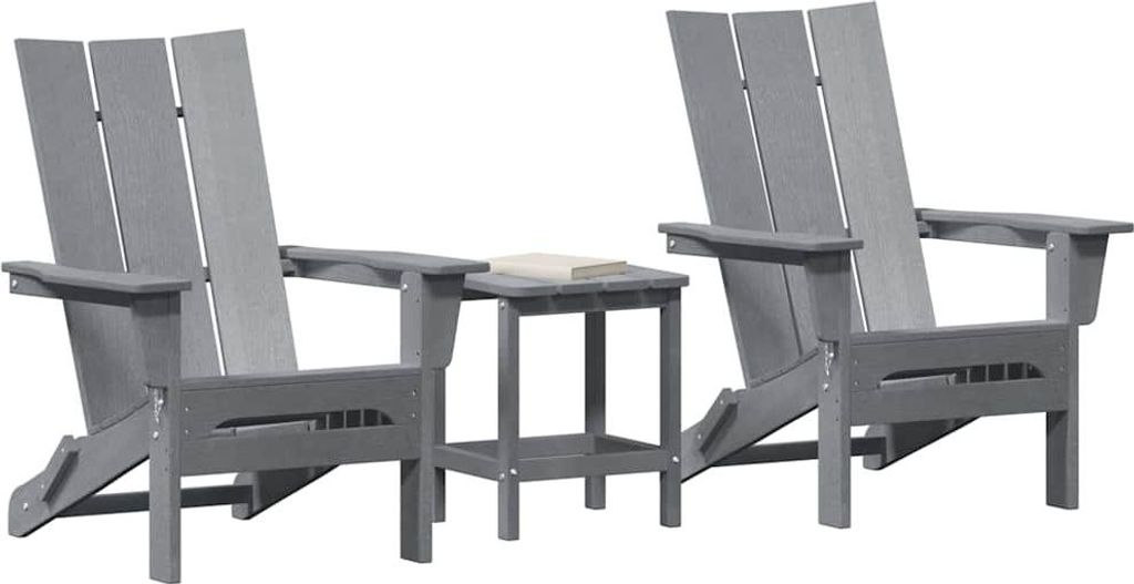 Gartenstuhl 3 pcs Hellgrau 80,5 x 74,5 x 92 cm Polyethylen
