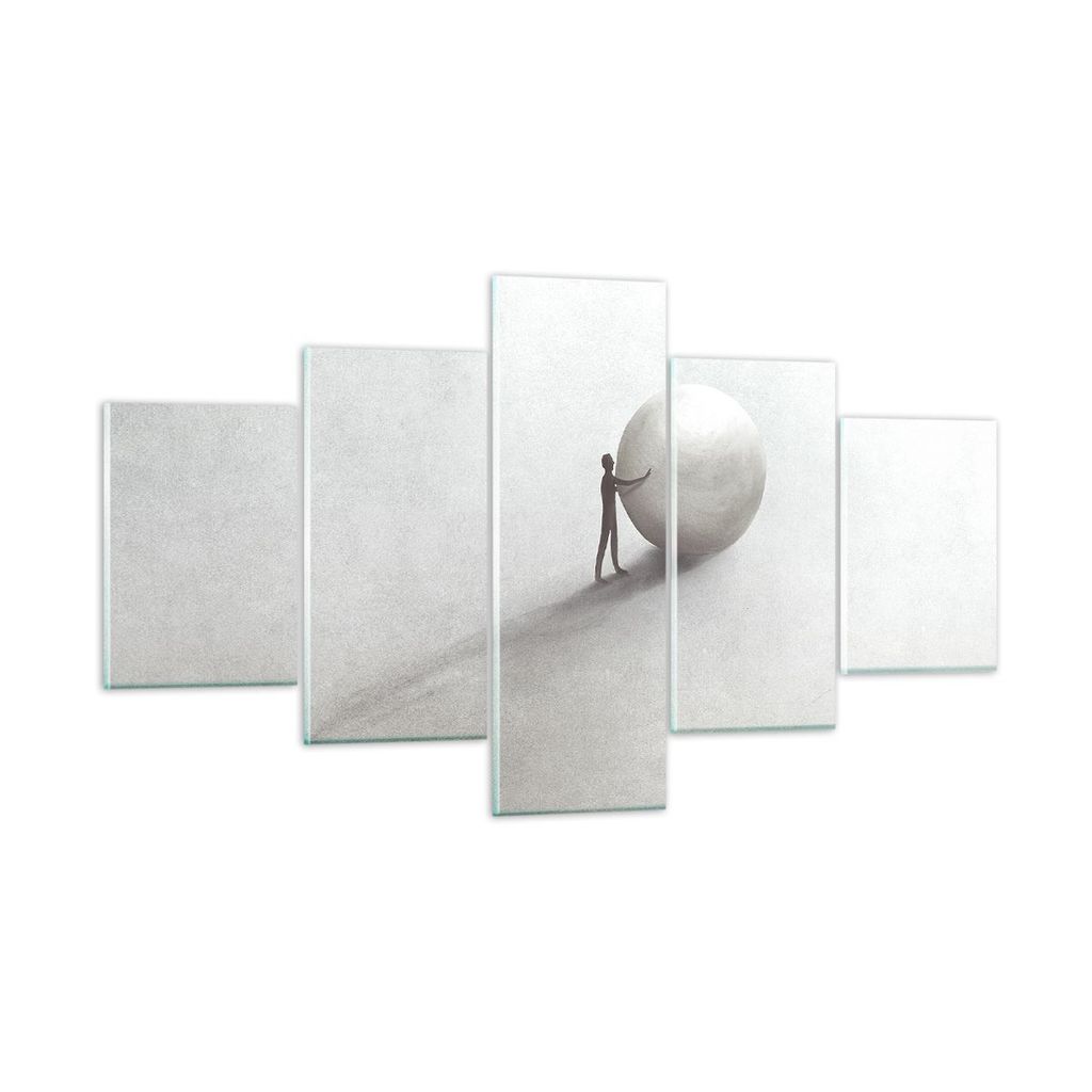 Bilder auf glas - 5 Teile - Sisyphus Arbeit Symbol - 125x70cm - Glasbilder - Wandbilder - Bilder - zum Aufhängen bereit - Wanddekoration aus Glas ...