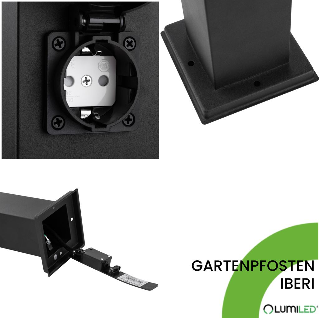 LUMILED Steckdosensäule außen, 4 Fach 230V Doppelsteckdose Produktbild 7