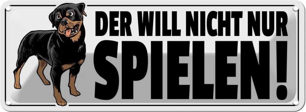 vianmo Blechschild 10x27 cm Der will nicht nur spielen Hund Tier Haustier