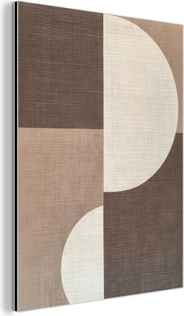 MuchoWow Wanddekoration Metall Metallbild Wandkunst 90x120 cm Raster - Halbkreise - Kontrast MuchoWow Aluminium Gemälde - Industrial