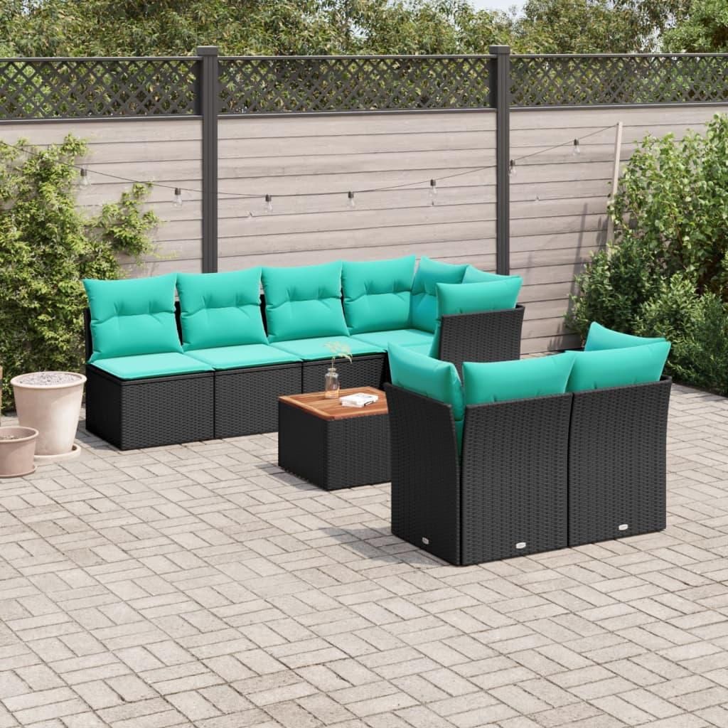 Maison Exclusive - 8-tlg. Garten-Sofagarnitur mit Kissen Schwarz Poly Rattan