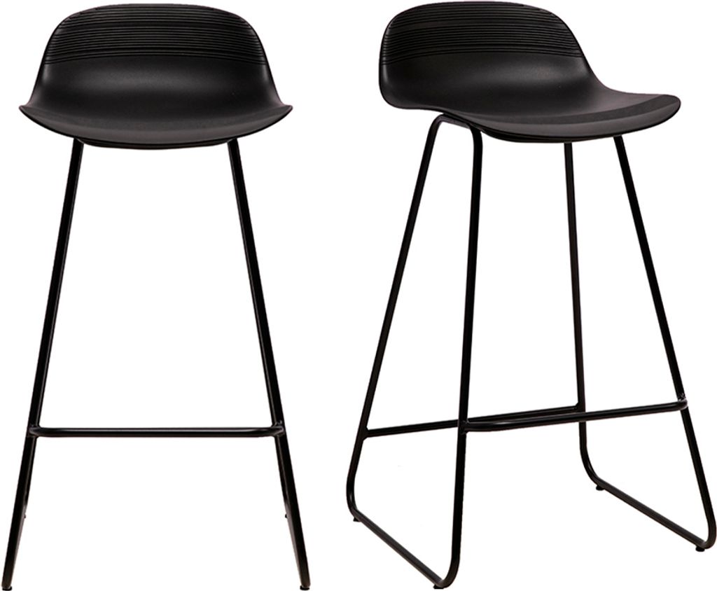 Miliboo - Design-Barhocker schwarz H65 cm (2er-Satz) ELLA Produktbild 