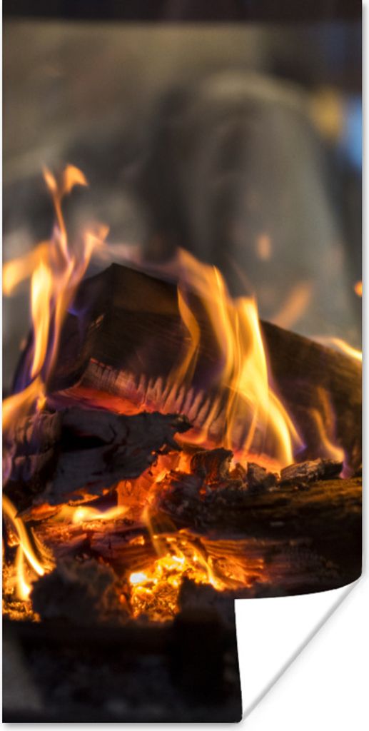 MuchoWow Poster Ein brennender Kamin 20x40 cm - Plakat - Foto