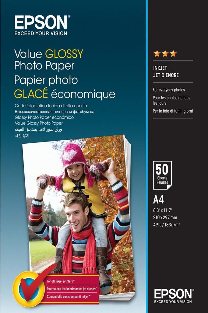 Epson Value Glossy Photo Paper - A4 - 50 Listů, Lesk, 183 Obrázek produktu 
