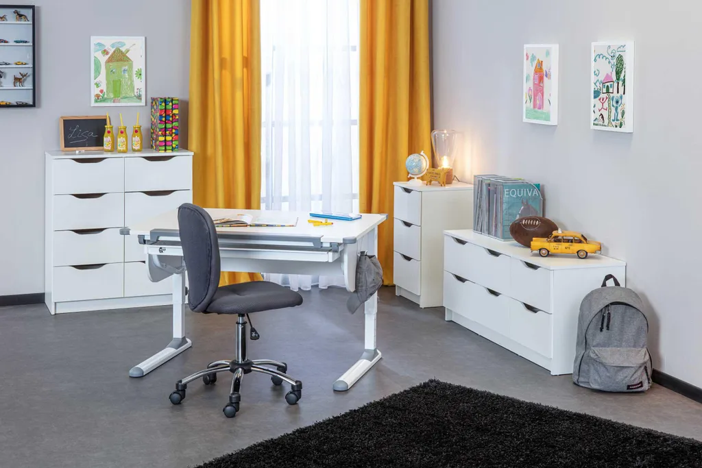 Commode Blanche Classique 3 Tiroirs Interlink - Format Gain de Place 71cm - 13