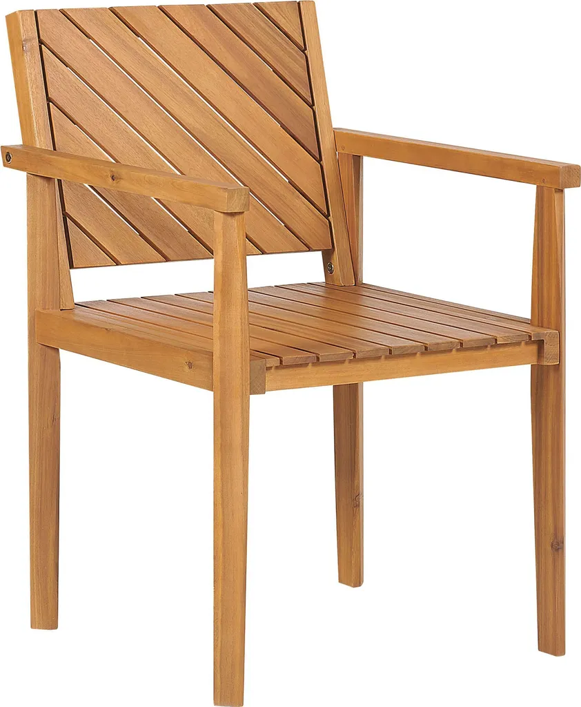 Chaise d'extérieur en acacia avec accoudoirs ergonomiques bois clair