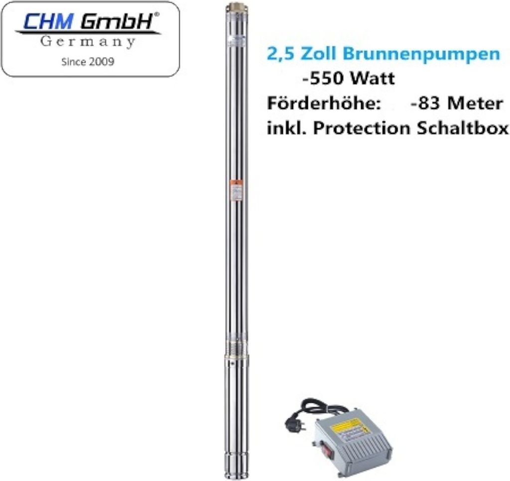 CHM GmbH® Brunnenpumpe 2,5 Zoll 550 Watt 8,2 Bar 2700 L/h Produktbild 