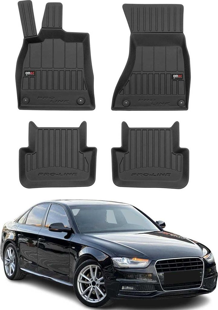 OMAC Gummi Fußmatten für Audi A4 Limo Avant Allroad B8 2007-2016 Premium TPE 4x