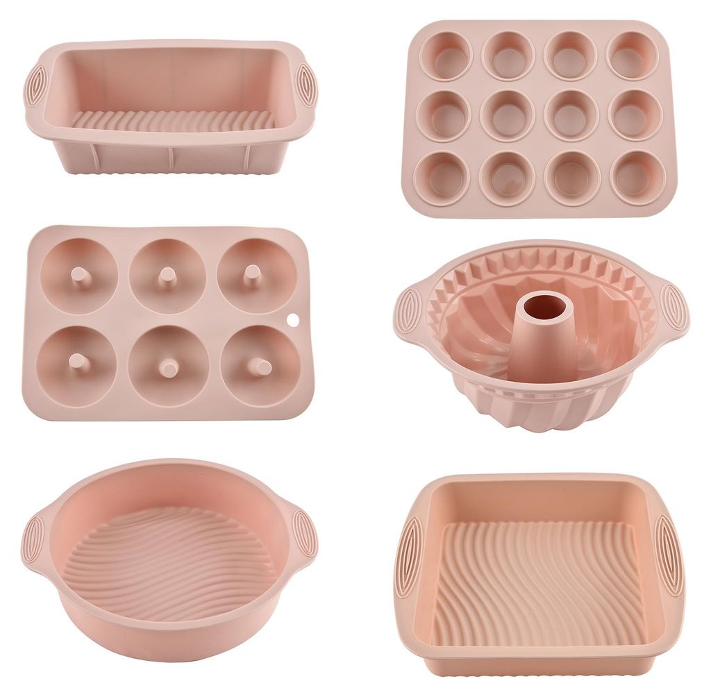 6-teiliges Silikon-Backform-Set für Backofen, Heißluftfritteuse, quadratische Donut-, Muffin-, Toast- und Brotformen, antihaftbeschichtet, leicht...