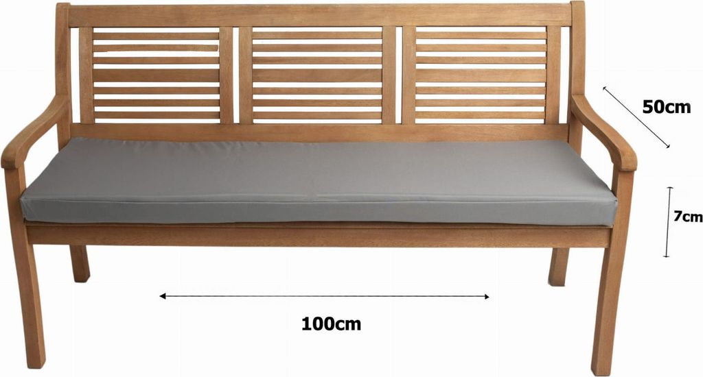 Coussin de banc de jardin 100x50x7 Gris, Coussin Image du produit 