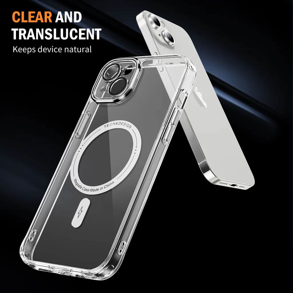 Vigamen Custodia Magnetica Per IPhone 13/iPhone 14 (6.1'') Con Pellicola Protettiva - Compatibile Magsafe, Antiurto, Retro Semitrasparente