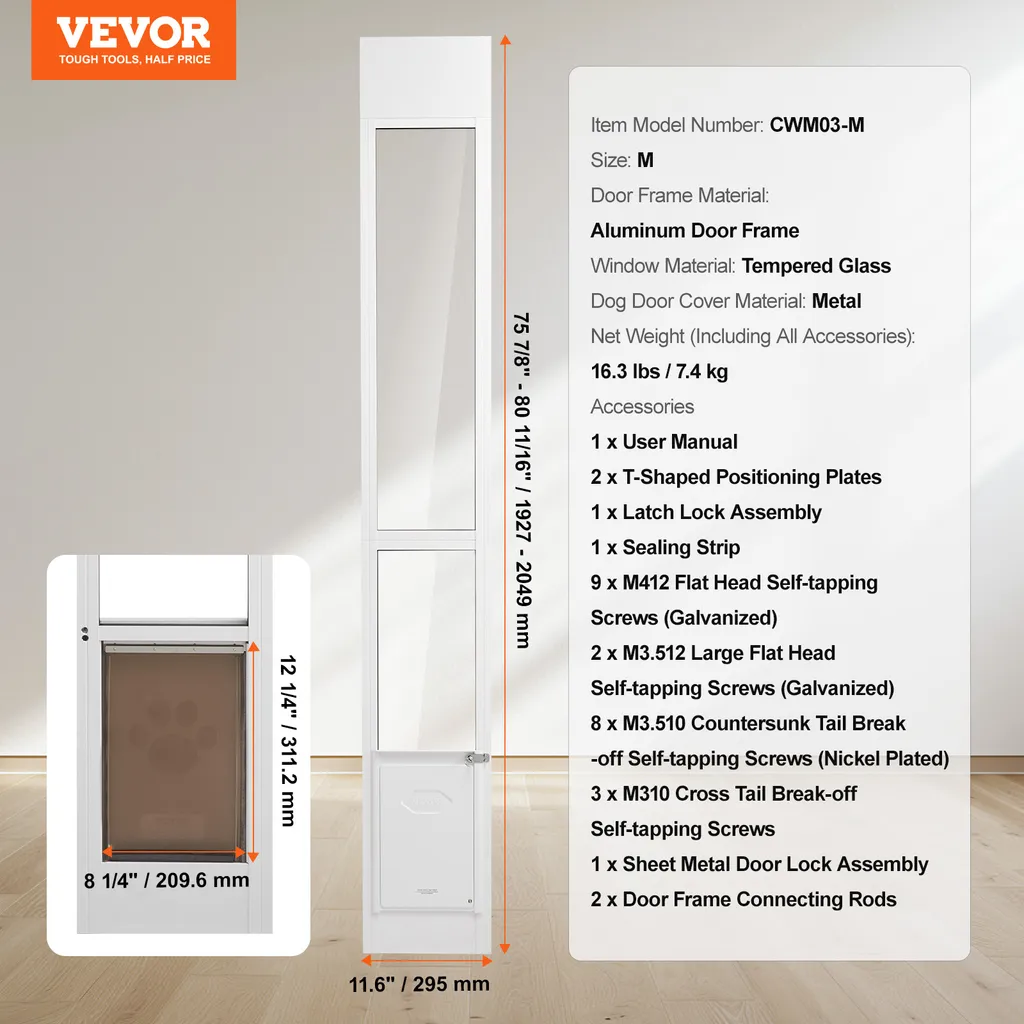 VEVOR Porta per Cani 1927-2049mm - Testata per Sicurezza e Isolamento - 7