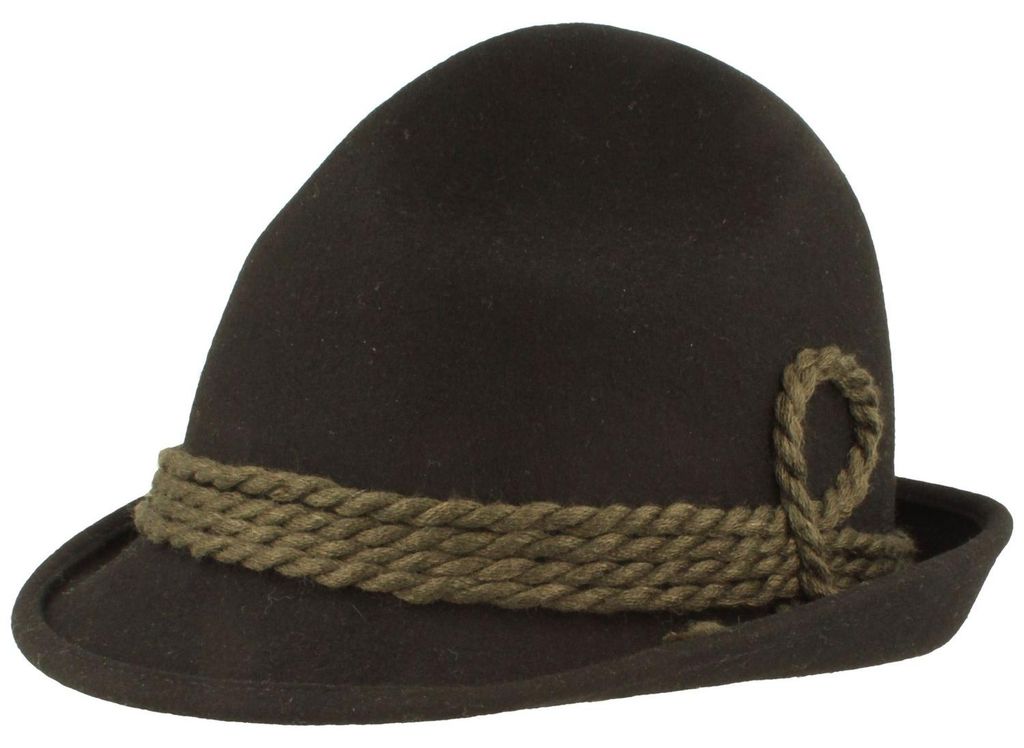 Schmaler Spitzkopf Trachtenhut mit Wollkordel von Hut-Breiter in schwarz