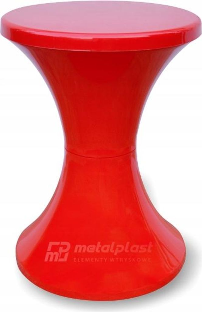 Tabouret sablier en plastique, produit poli, rouge Image du produit 