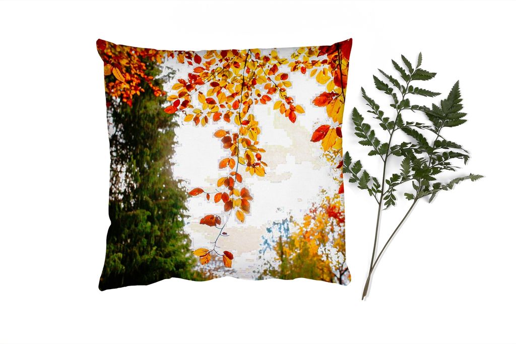 MuchoWow Zierkissen Sofakissen Wohnzimmer Dekokissen 60x60 cm Herbst - Laub - Natur - Sitzfläche - Foto Polster