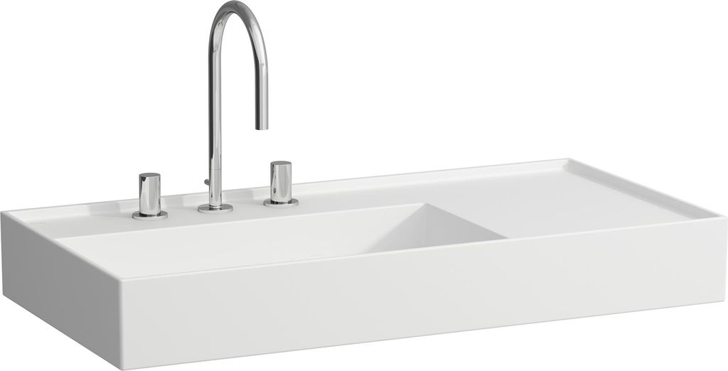 Waschtisch KARTELL 900x460mm Abl. re o ÜL 2 HL-Ausf. we ma