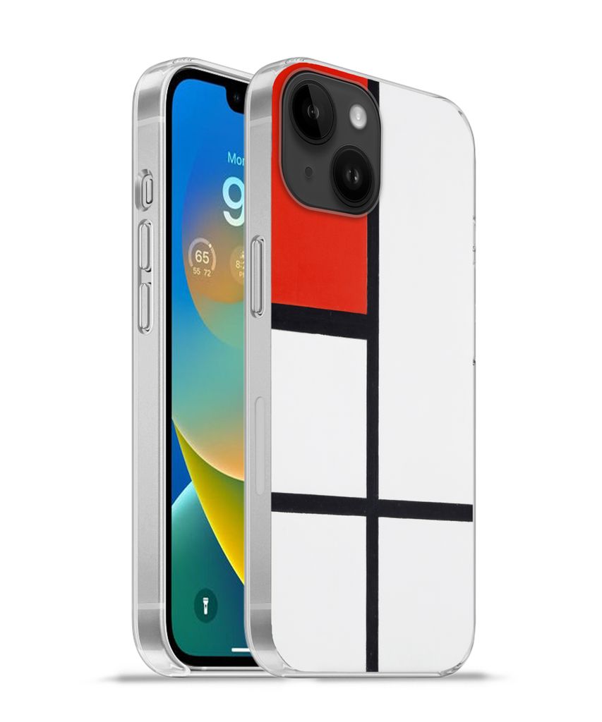 MuchoWow Handyhülle Schutzhülle Hülle für Apple iPhone 14 - Softcase Komposition - Piet Mondrian Silikon Softcase Handy Hülle - Mobiltelefon...