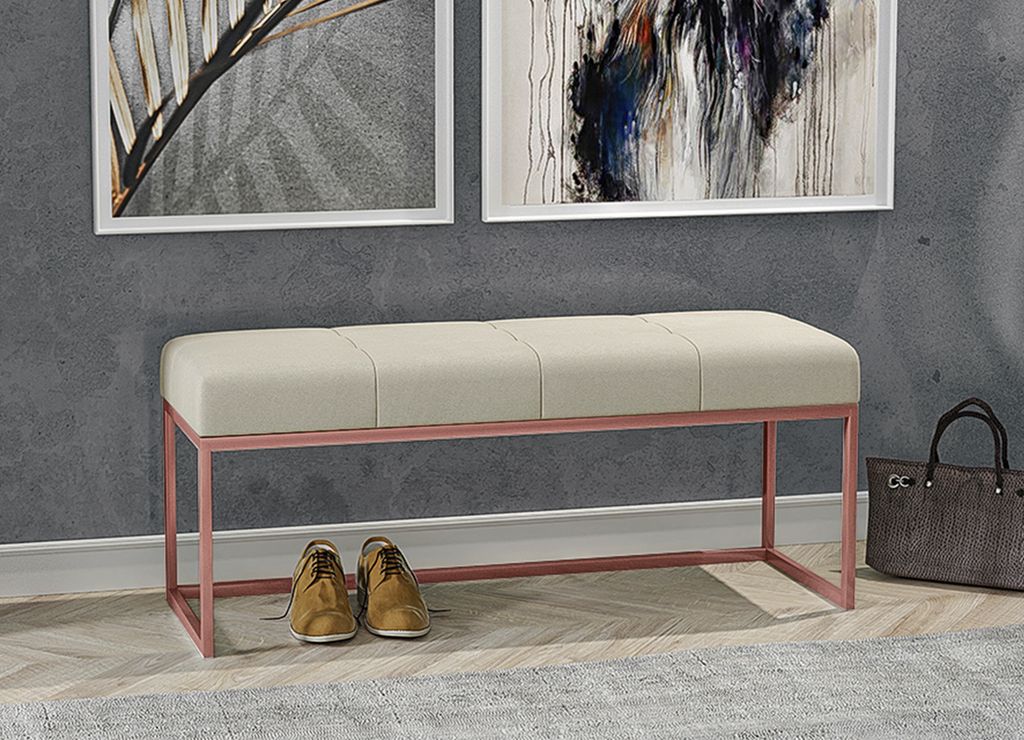 AX LIVING Sitz Bank Acciarolli 90cm – Beige, kupferfarbe Metallgestell