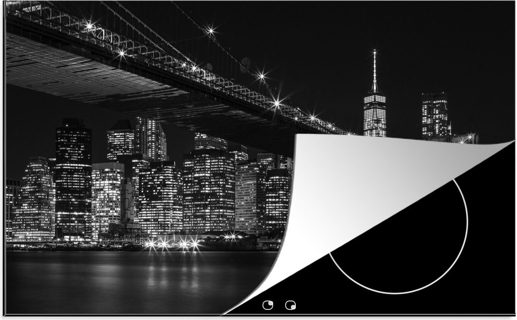 KitchenYeah Herdabdeckplatte New York - Brooklyn - Brücke , 83x51cm, Küche Deko, Glaskeramikkochfeld Herdabdeckung, Abdeckplatte fùr Kochfeld