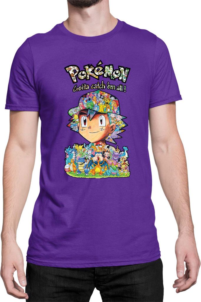 Herren T-Shirt Japan Manga Anime Comics Pokemon 019, Man L / Lila