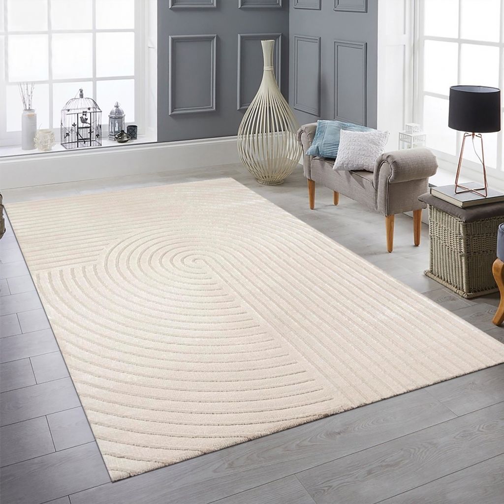 Moderner Teppich mit Bogen Muster in Beige Größe - 240 x 340 cm