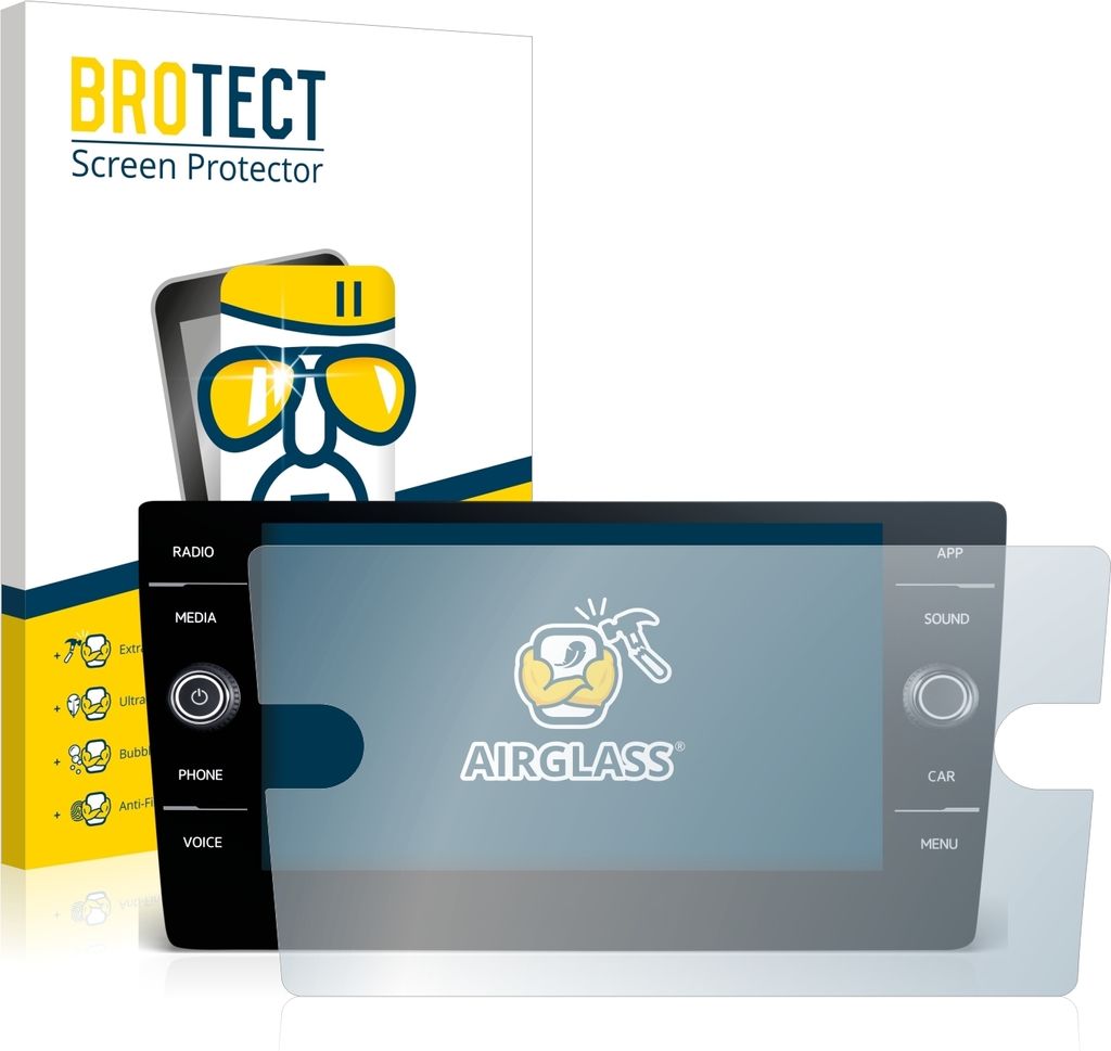 BROTECT Schutzglas für Volkswagen T-Roc United TSI 2020 Discover Media 8" 2020 Schutzfolie Panzer Folie Glas Display Schutz klar