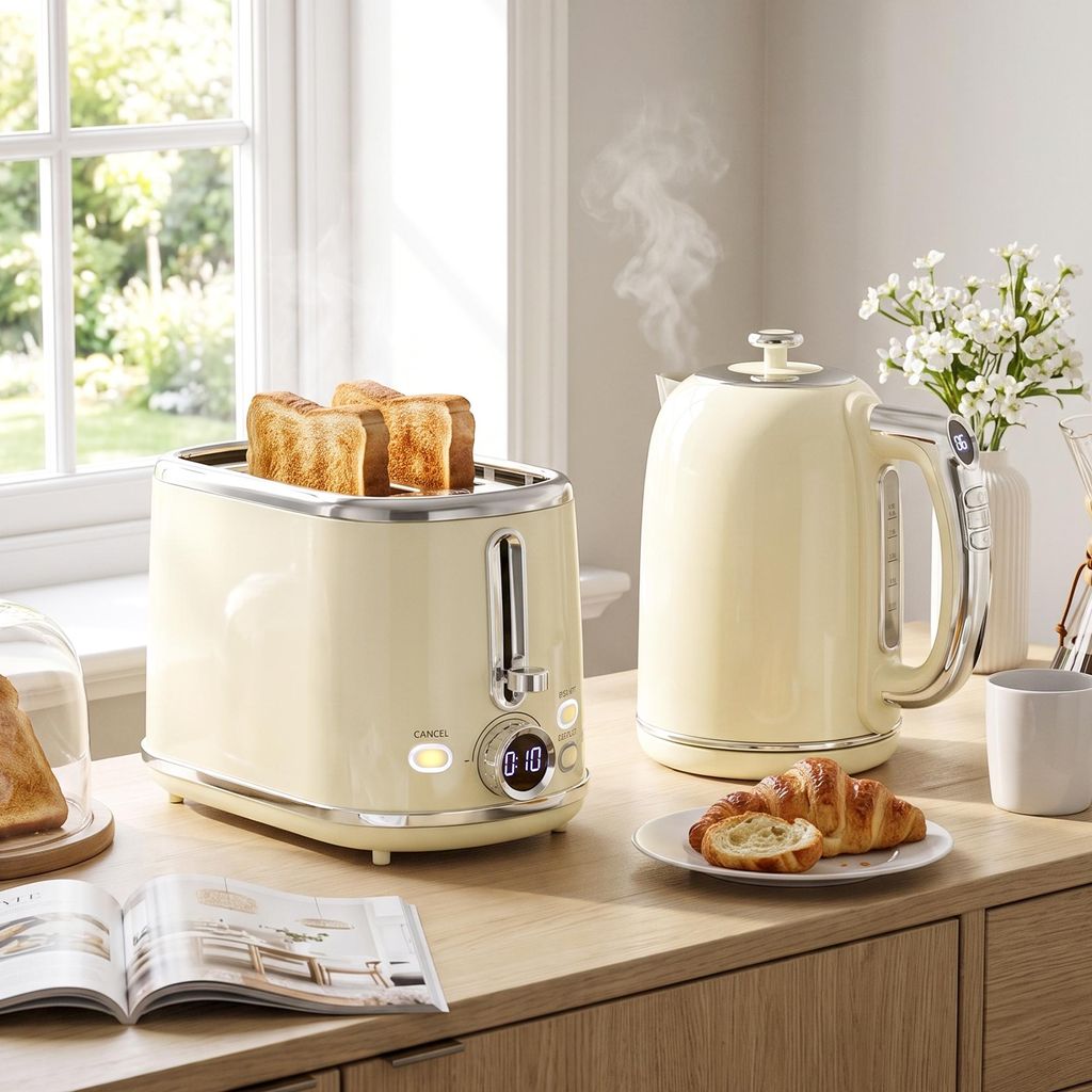 Wasserkocher- und Toaster-Set mit LED-Display