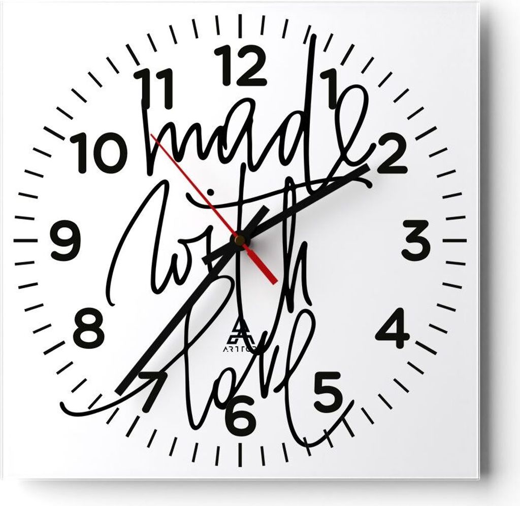 Wanduhr - Quadrat - Glasuhr - Erstellt mit Liebe - 30x30cm - Schleichendes Uhrwerk - Lautlos - zum Aufhängen bereit - Dekoration Modern - Wanddeko...