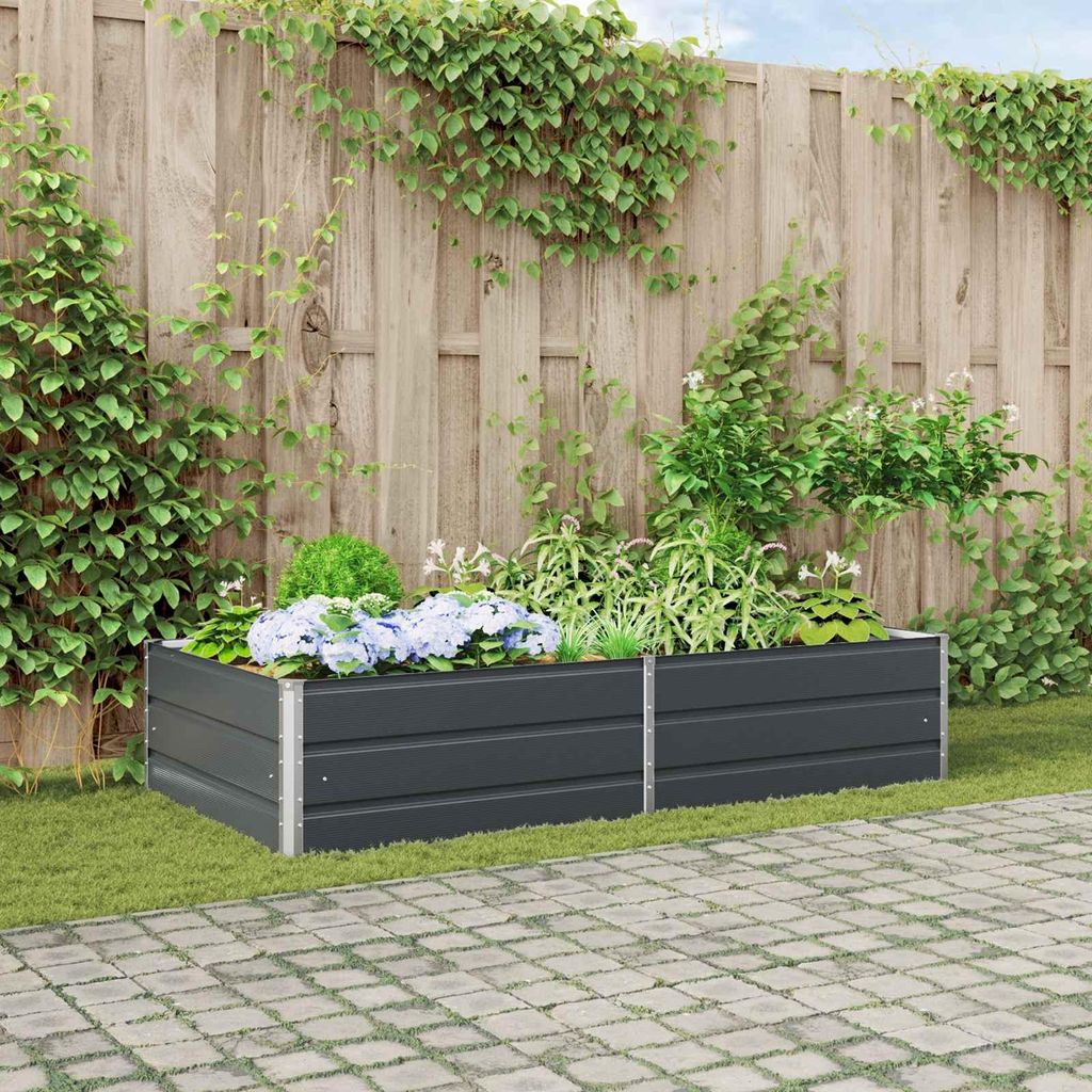 "Schlussverkauf" Pflanzkübel im Garten - 1 pc - Blumenbeet/Gartenbeet - Anthrazit 195x100x45 cm Verzinkter Stahl C13558
