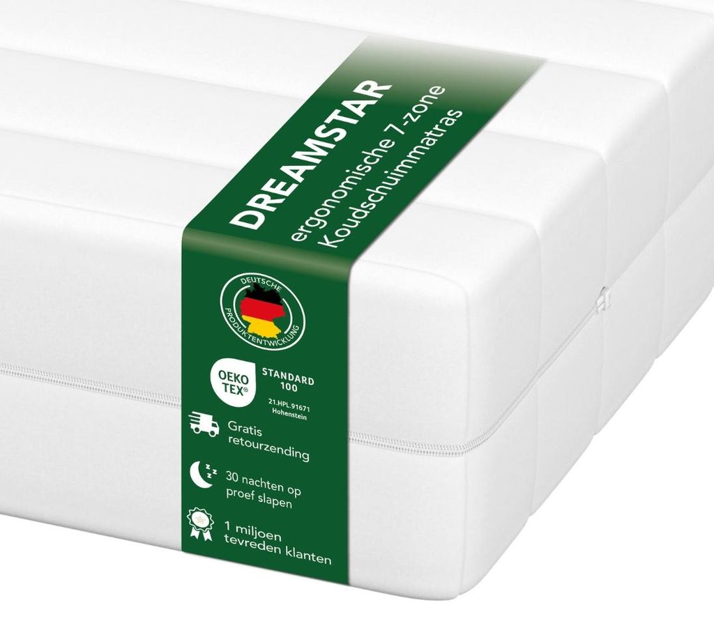 Ergonomische koudschuimmatras met 7 zones | 160 x 200 cm | Productafbeelding 