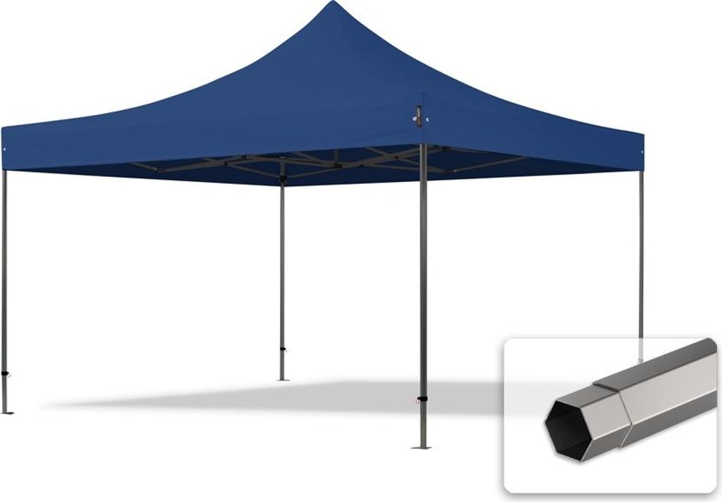 TOOLPORT 4x4m Stahl Faltpavillon, ohne Seitenteile, blau