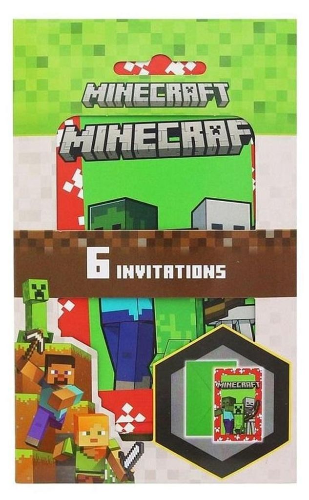 Minecraft Party 6 cartes d'invitation & enveloppes Image du produit 