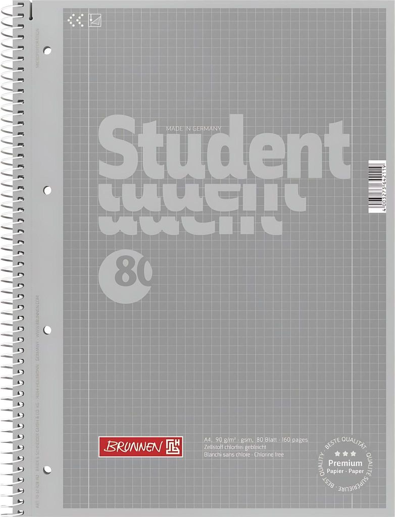 BRUNNEN Collegeblock A4 silver Lineatur 28 1067928192 Produktbild 