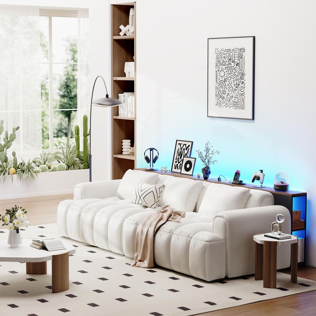 BROTTAR 79" Sofa-Tisch Braun mit LED-Beleuchtung, Produktbild 