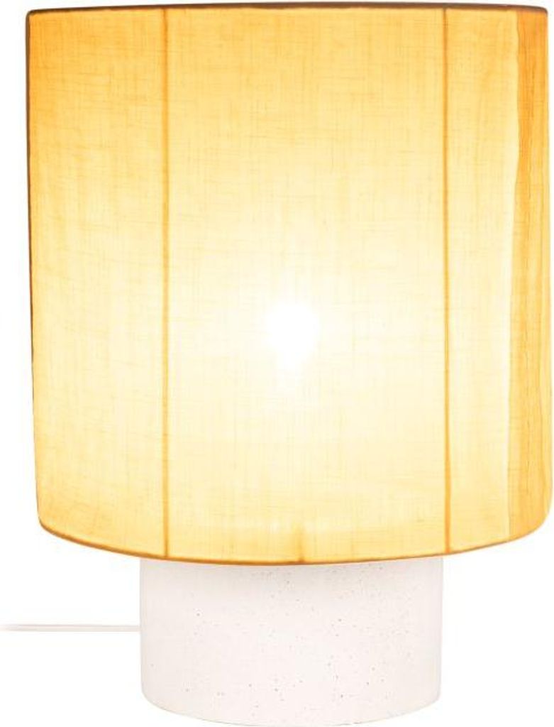Nachttischlampe Beton Stoff E27 Ø 30 cm rund 41 cm hoch Weiß Landhausstil Tischlampe