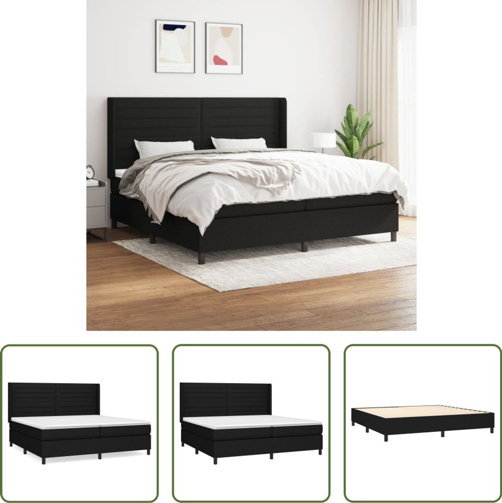 The Living Store Boxspringbett mit Matratze Schwarz 200x200 cm Stoff